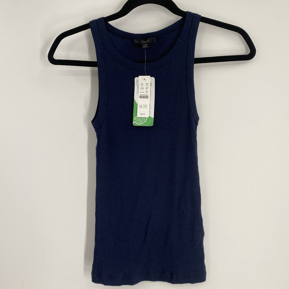 J Crew Tank Top Women Size XXS Blue Ribbed Comfort Beach Mininalist NWT 624